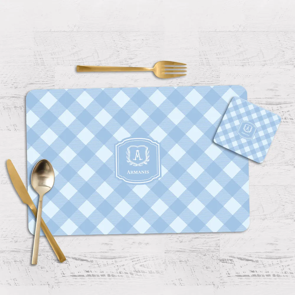 Gingham  Tableware Set (4 Placemats & 4 Casters)