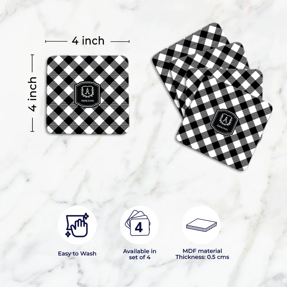 Gingham  Tableware Set (4 Placemats & 4 Casters)