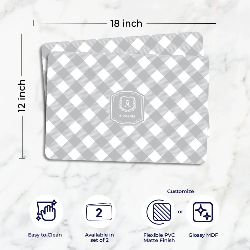 Gingham  Tableware Set (4 Placemats & 4 Casters)