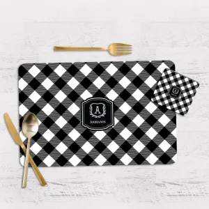 Gingham  Tableware Set (4 Placemats & 4 Casters)