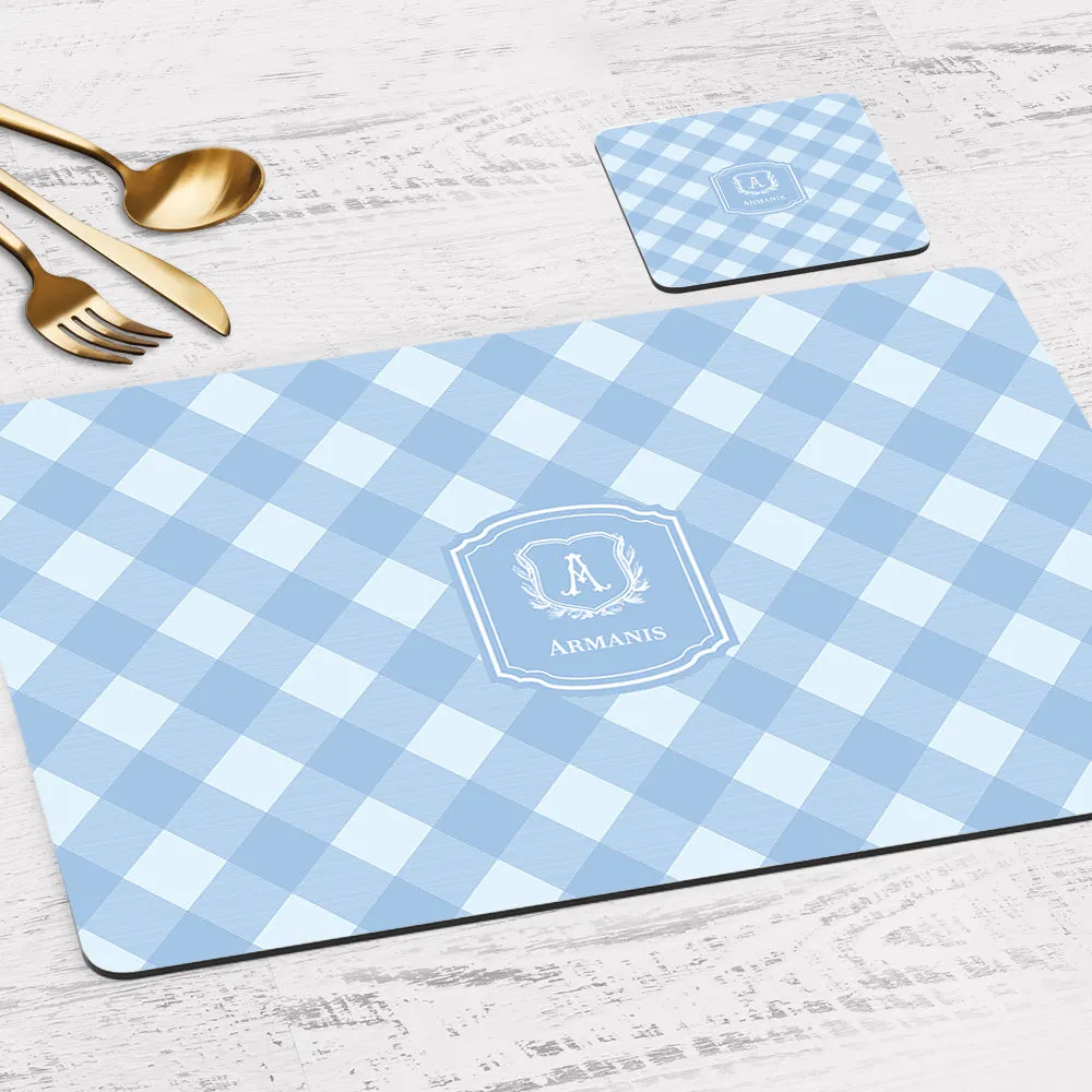 Gingham  Tableware Set (4 Placemats & 4 Casters)