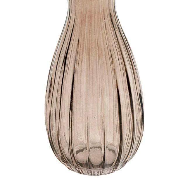Glass Vintage Bottle Cafe Bud Vase (7x14.5cmH) Dark Brown Ripple
