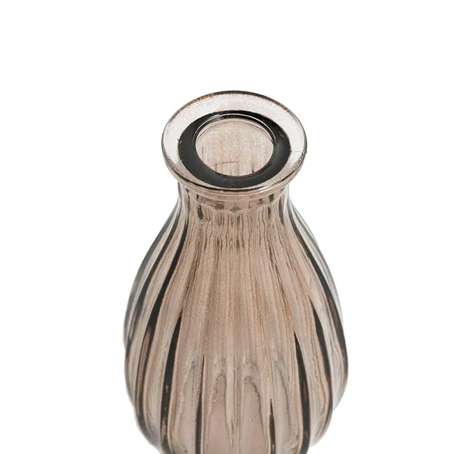 Glass Vintage Bottle Cafe Bud Vase (7x14.5cmH) Dark Brown Ripple