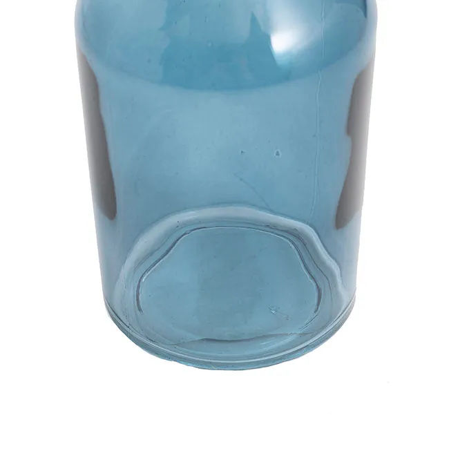Glass Vintage Bottle Cylinder Bud Vase (7x13.5cm) French Blue Round
