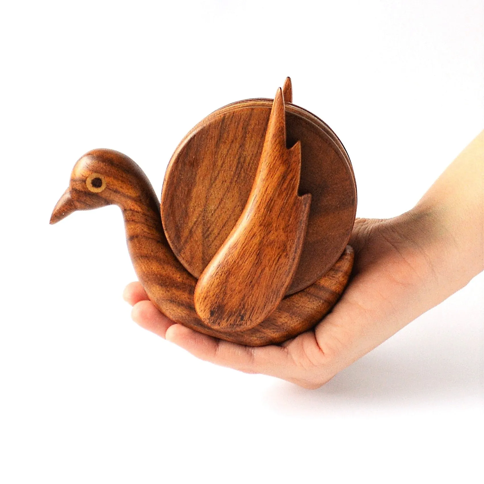 Hand-carved BIRD coaster set