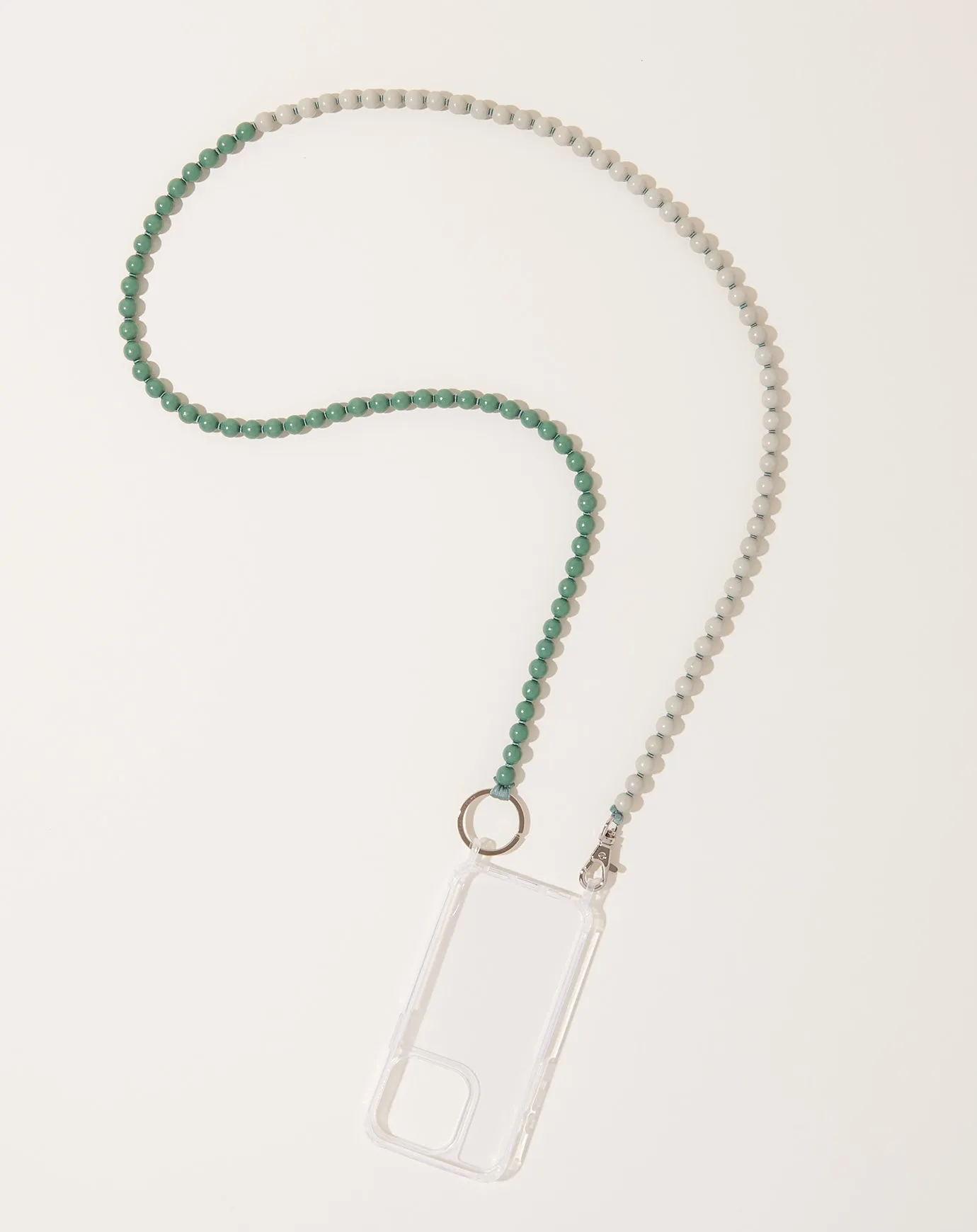 Handykette iPhone Necklace in Light Grey and Salvia on Salvia
