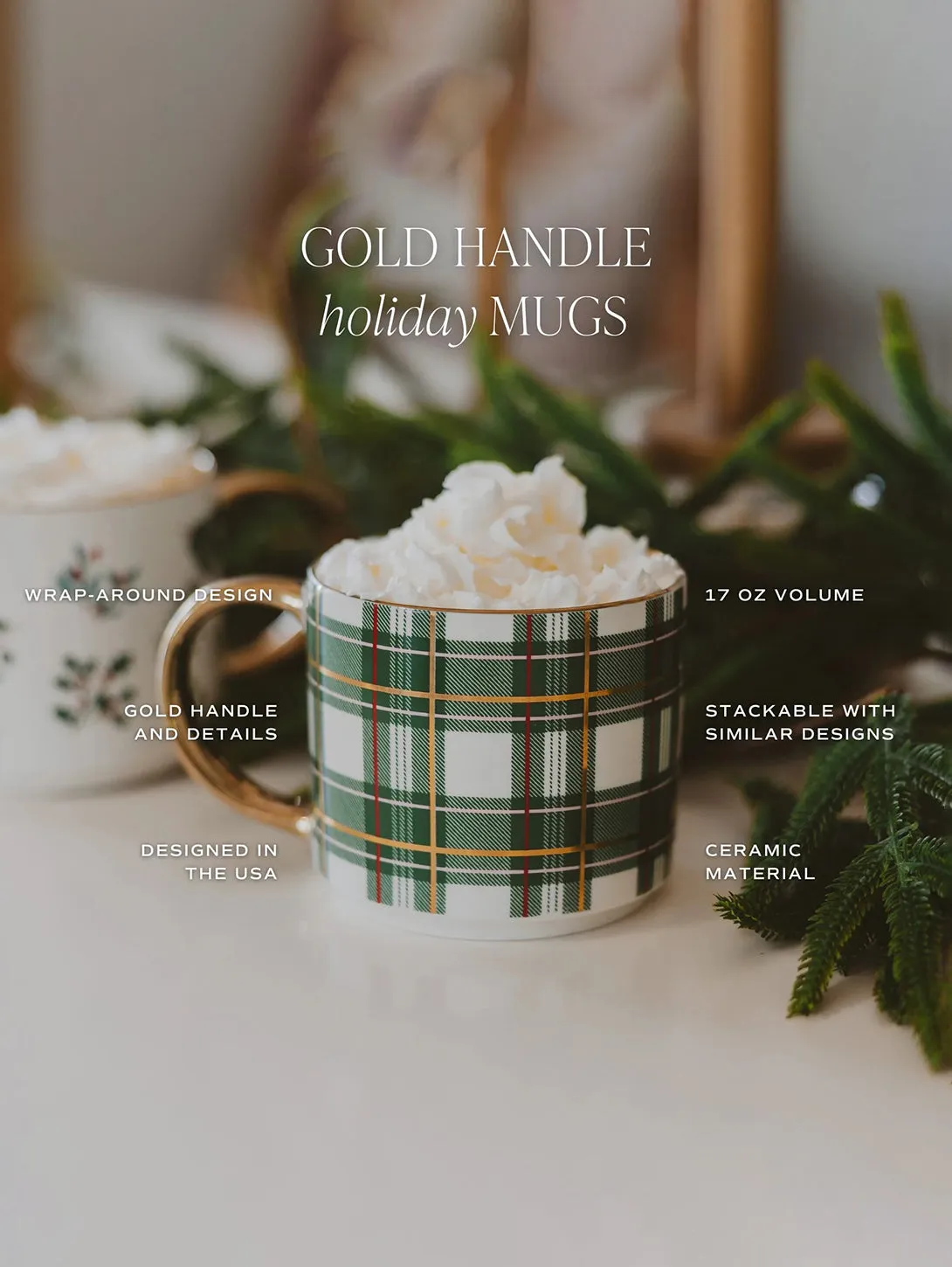 Holiday Greenery Coffee Mug - 17oz