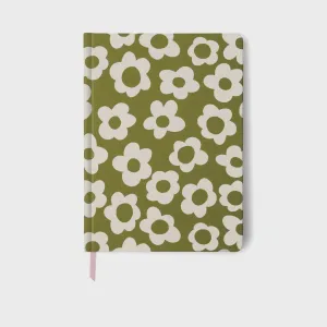 Jumbo Soft Touch Journal - Green Groovy Floral