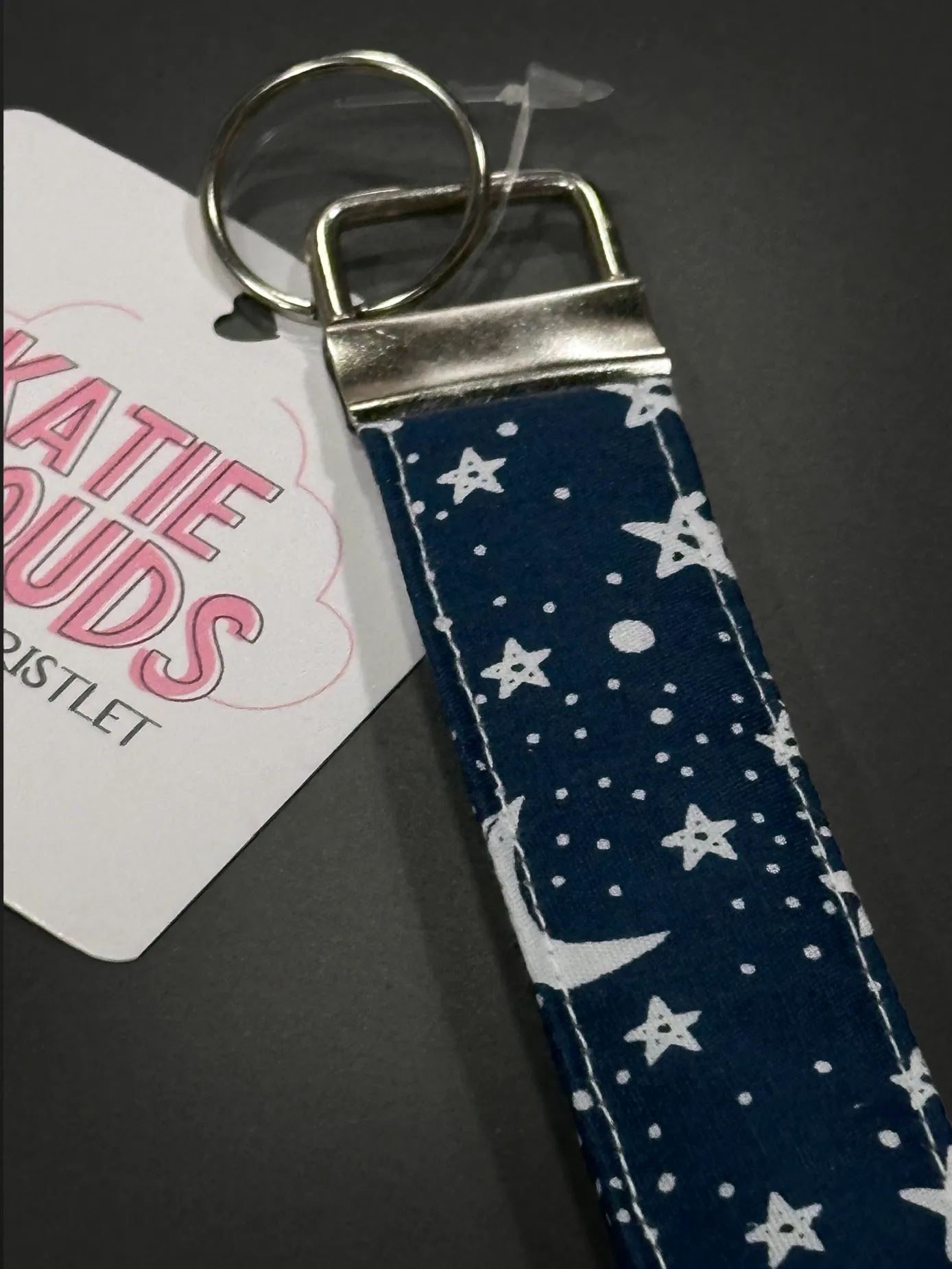 Katie Clouds Keychain Wristlet - Moons & Stars  - Hand Made in England