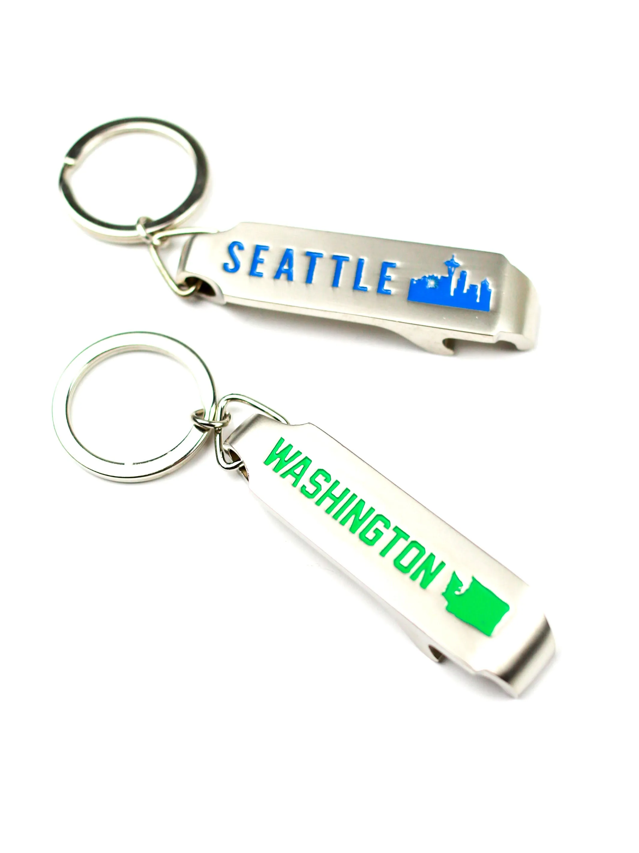 Keychains - Seattle and Washington Metal Bottle Opener Keychains