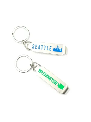 Keychains - Seattle and Washington Metal Bottle Opener Keychains