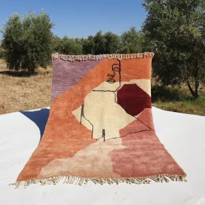 Kissmi | Abstract Moroccan Rug 6x9 Beni Ourain Ultra Soft | Authentic Berber wool Beni Rug | 6'56x9'38 Ft | 200x286 cm