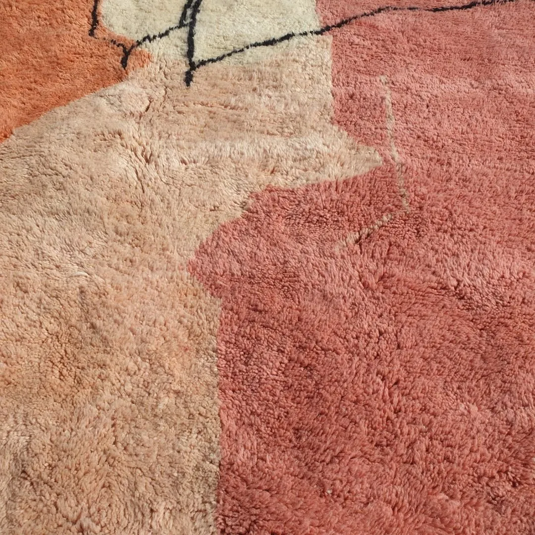 Kissmi | Abstract Moroccan Rug 6x9 Beni Ourain Ultra Soft | Authentic Berber wool Beni Rug | 6'56x9'38 Ft | 200x286 cm