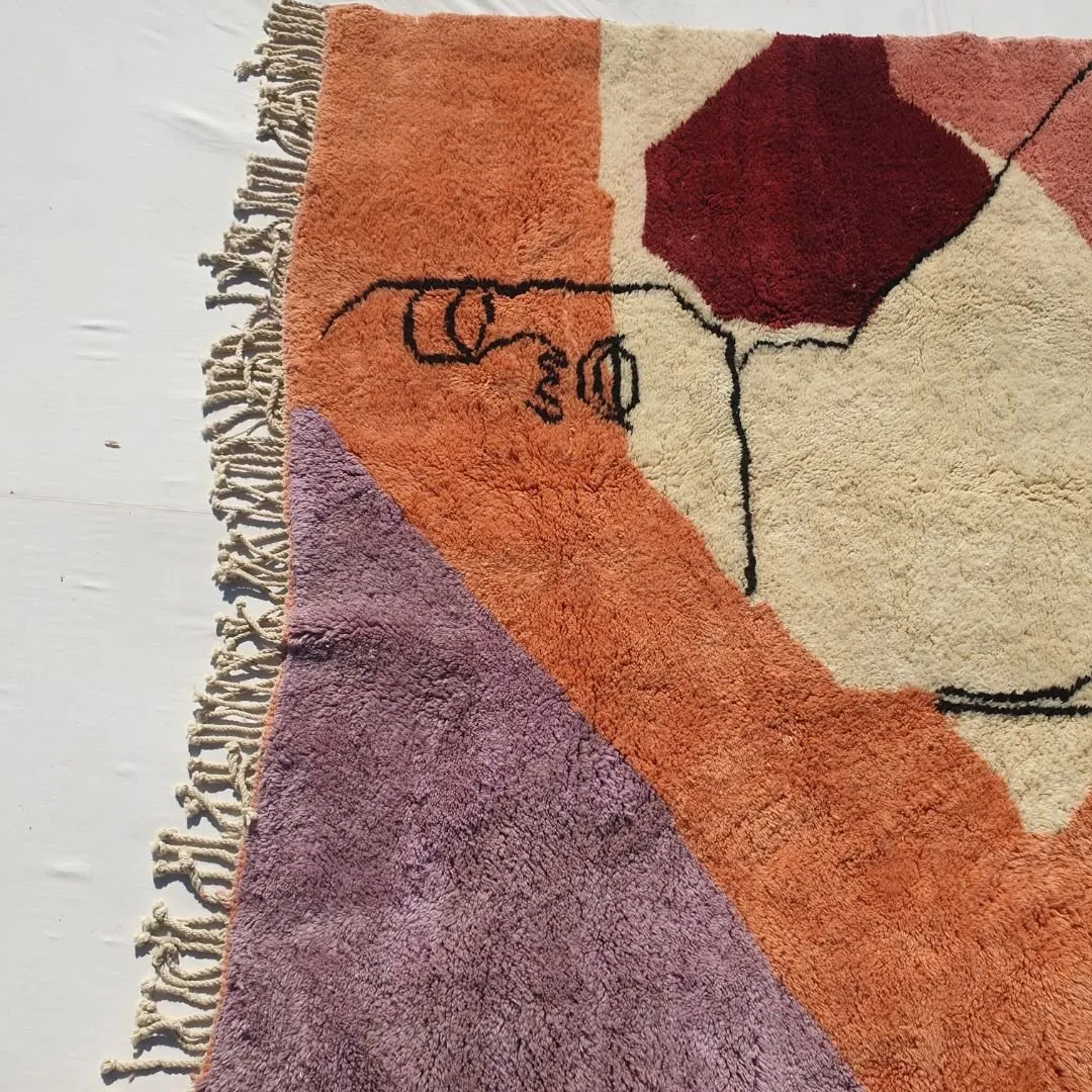Kissmi | Abstract Moroccan Rug 6x9 Beni Ourain Ultra Soft | Authentic Berber wool Beni Rug | 6'56x9'38 Ft | 200x286 cm