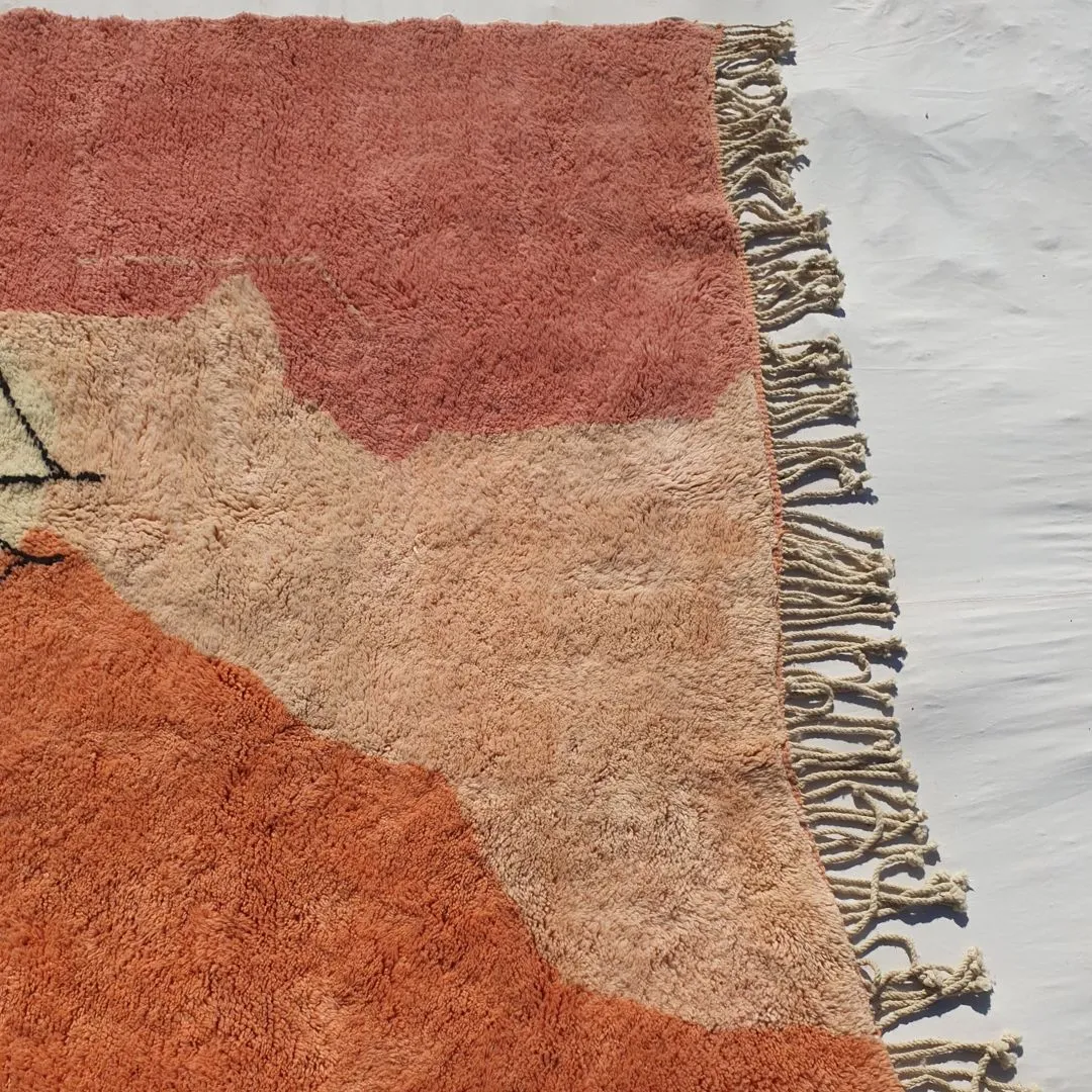 Kissmi | Abstract Moroccan Rug 6x9 Beni Ourain Ultra Soft | Authentic Berber wool Beni Rug | 6'56x9'38 Ft | 200x286 cm