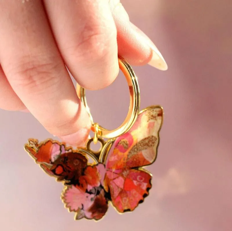 Kitty Meow Boutique | Monarch Butterfly, Cute Gold Enamel Keychain and Bag Charm