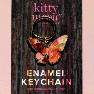 Kitty Meow Boutique | Monarch Butterfly, Cute Gold Enamel Keychain and Bag Charm