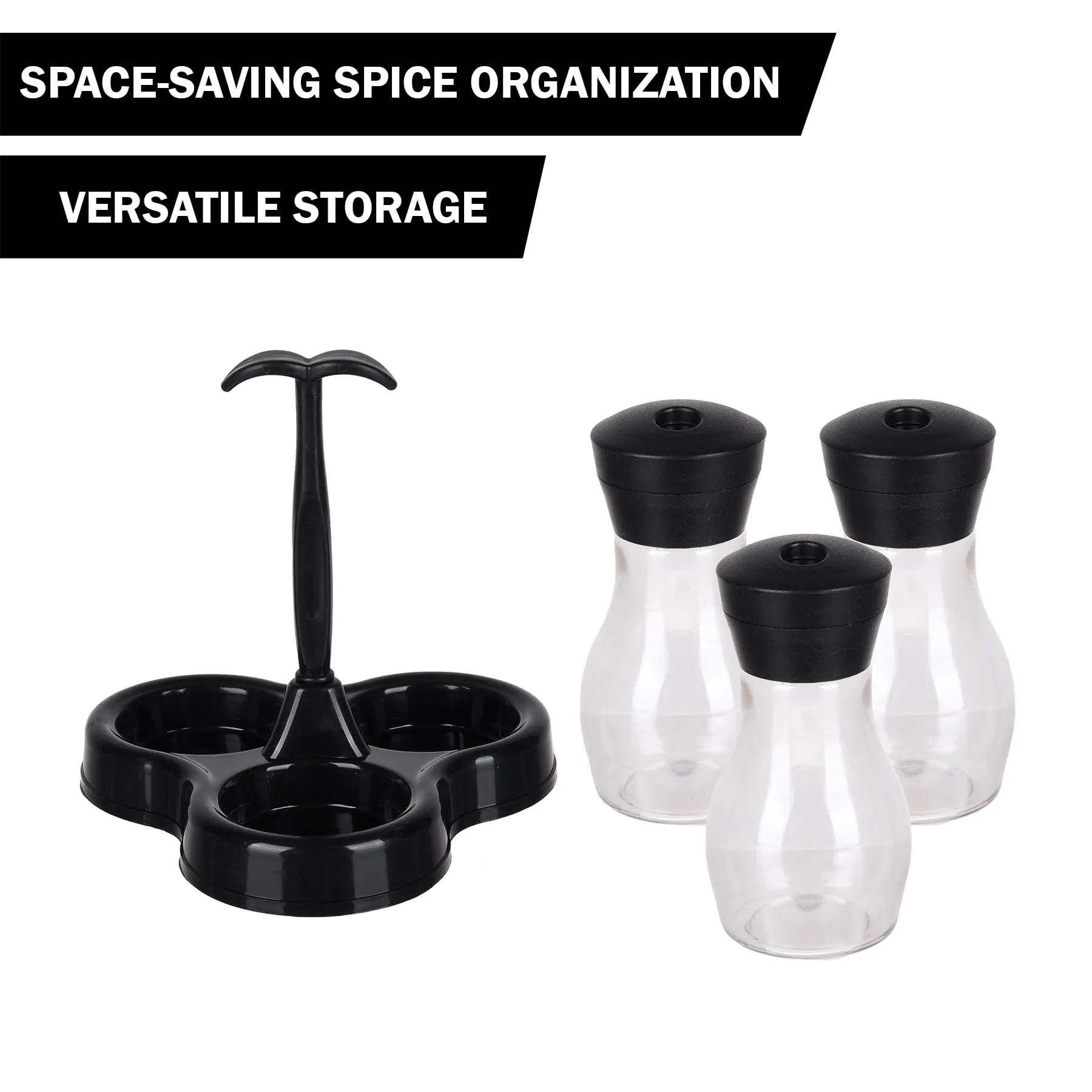 Kuber Industries Spice Rack | 3 in 1 Masala Rack Set | Kitchen Spice Storage Box | Spice Rack for Kitchen | Masala Spice Rack | Masala Daani | Masala dabba | Spice Jar | Black