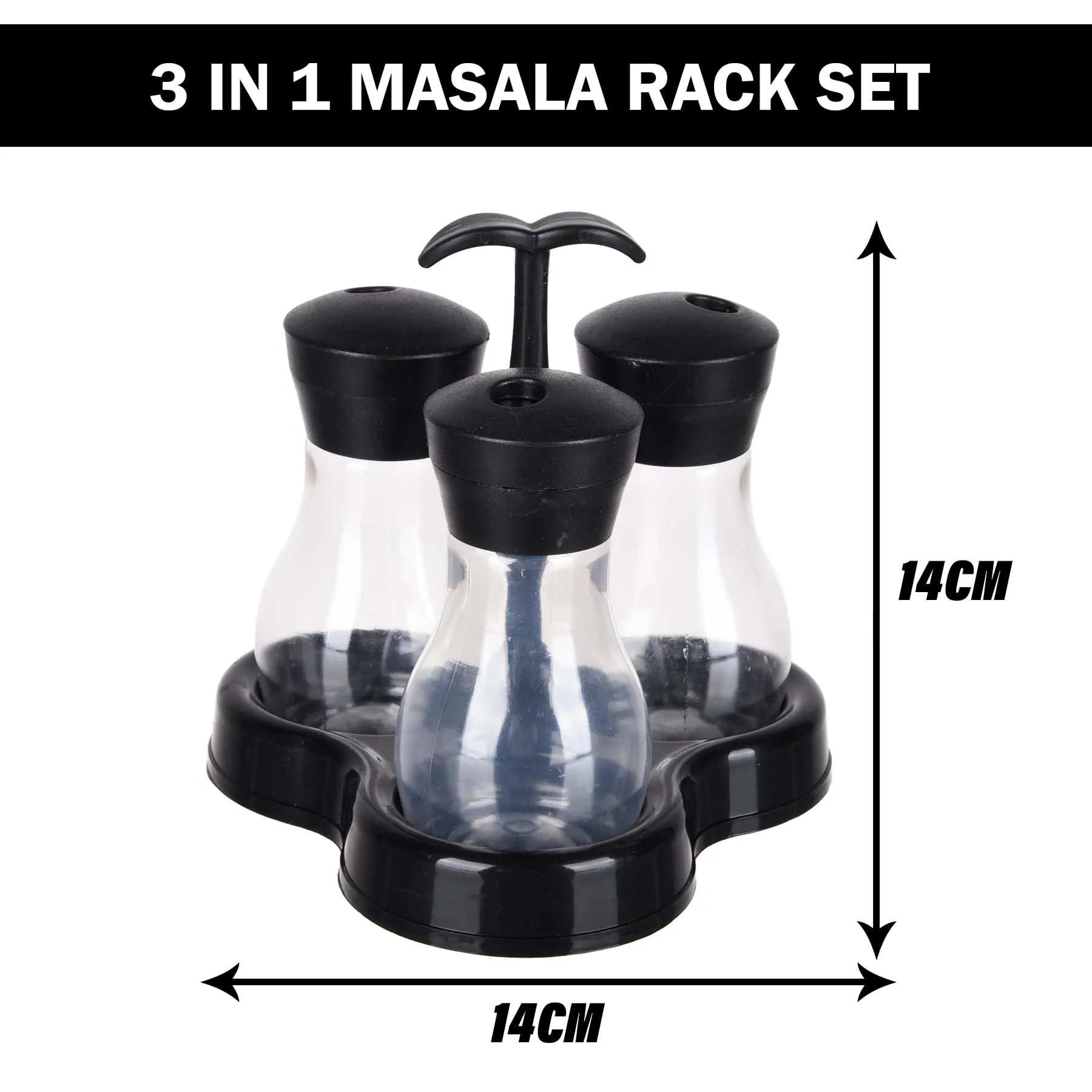 Kuber Industries Spice Rack | 3 in 1 Masala Rack Set | Kitchen Spice Storage Box | Spice Rack for Kitchen | Masala Spice Rack | Masala Daani | Masala dabba | Spice Jar | Black