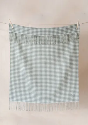 Lambswool Baby Blanket in Sage Gingham