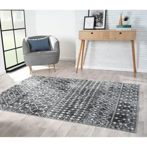 Large Modern and Contemporary Moroccan Global Print Woven Area Rug - 6x9' Charcoal