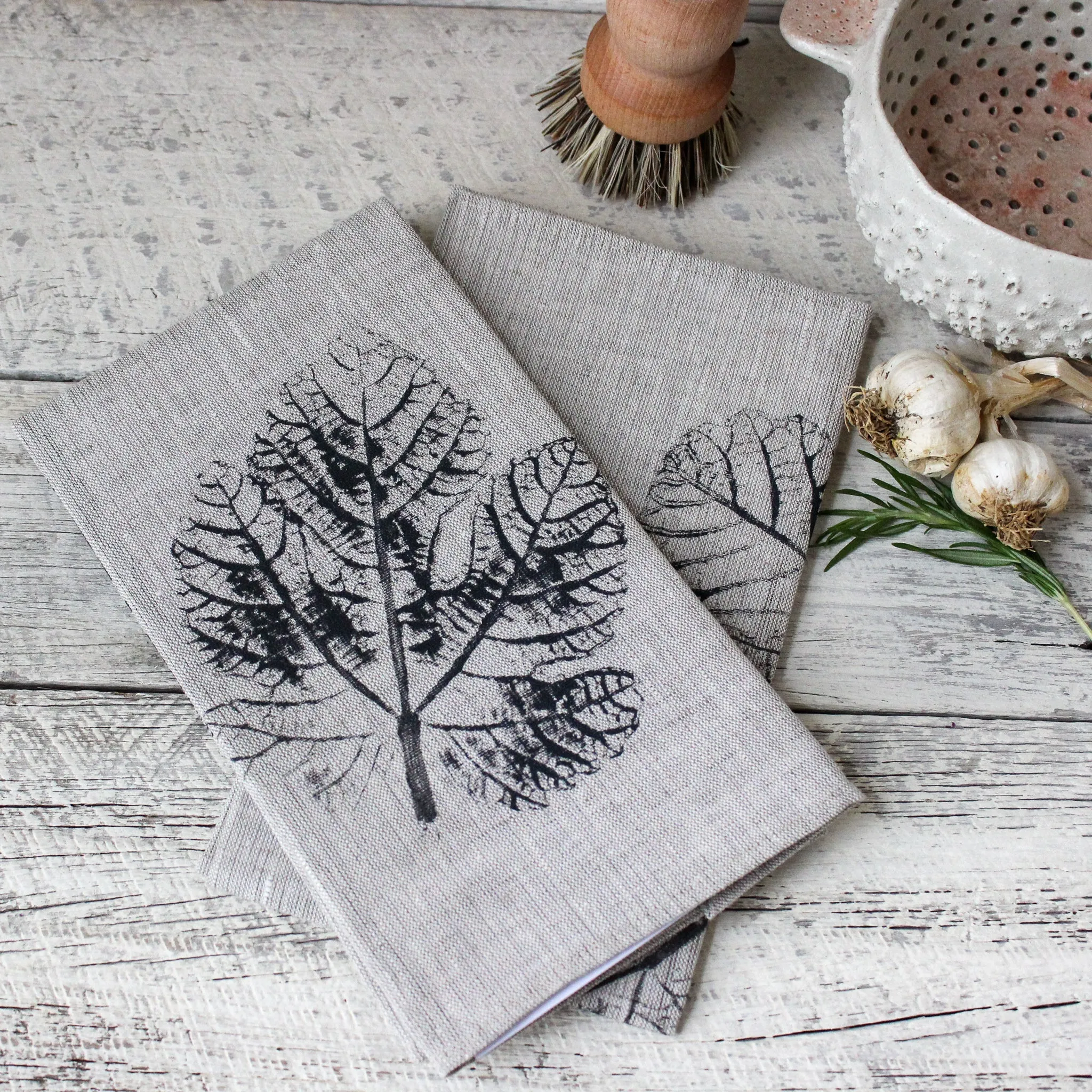 Leaf Printed Tea Towels