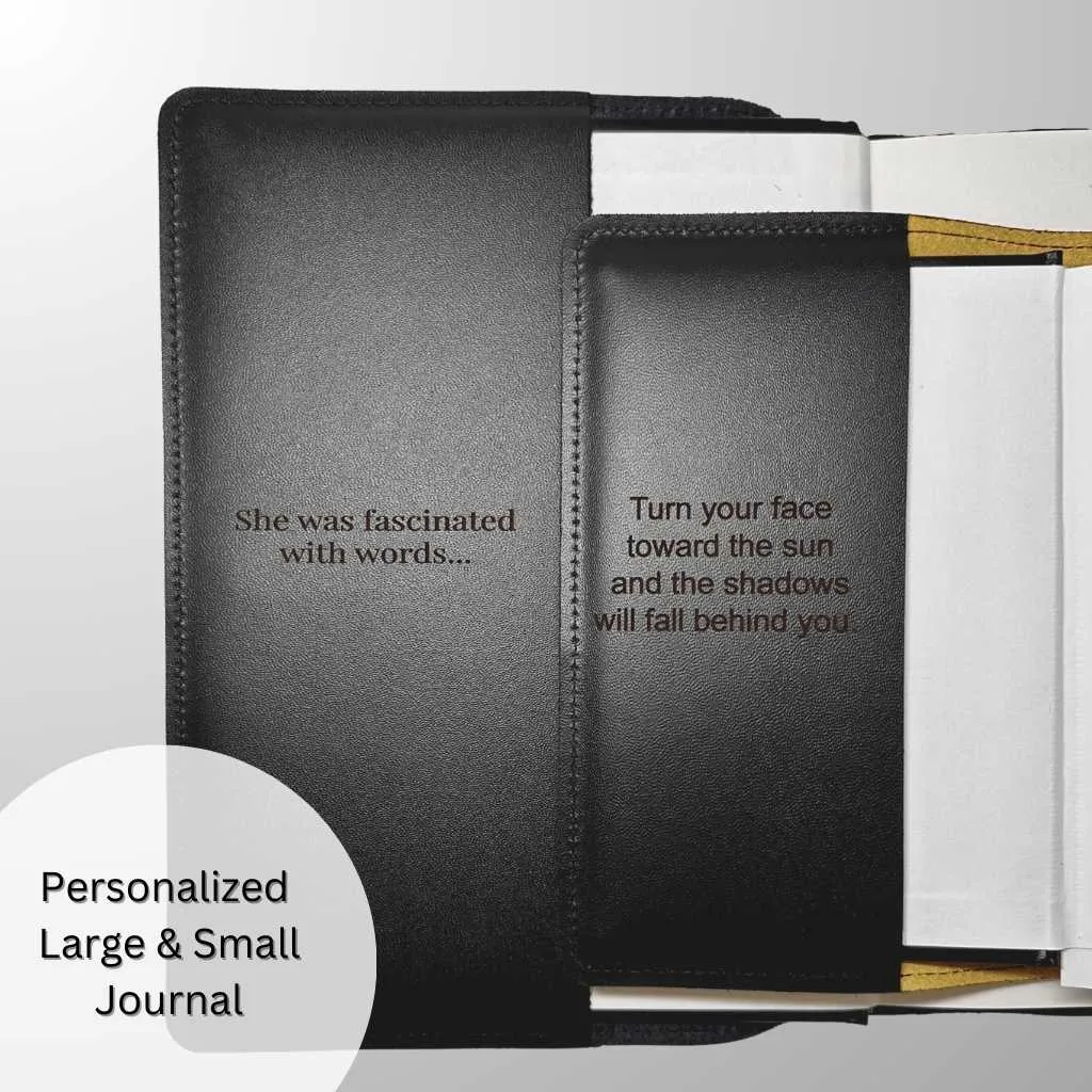 Leather Refillable Journal Notebook, Dandelion Dragonfly