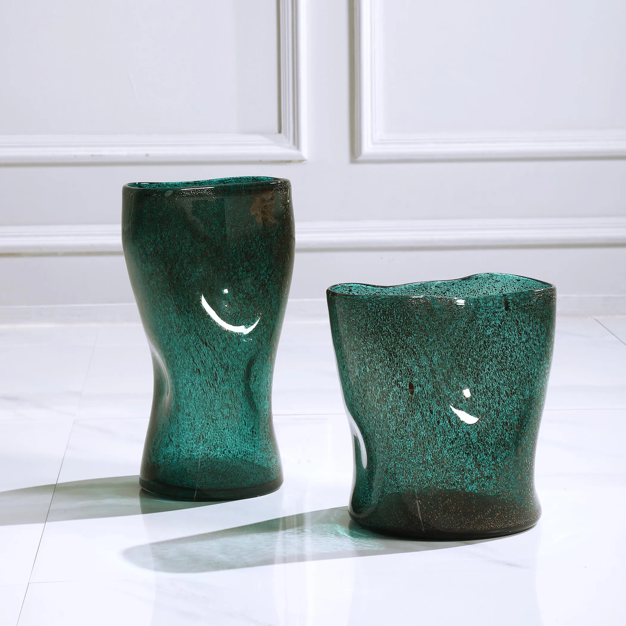Lulu Aqua Glass Vases, S/2