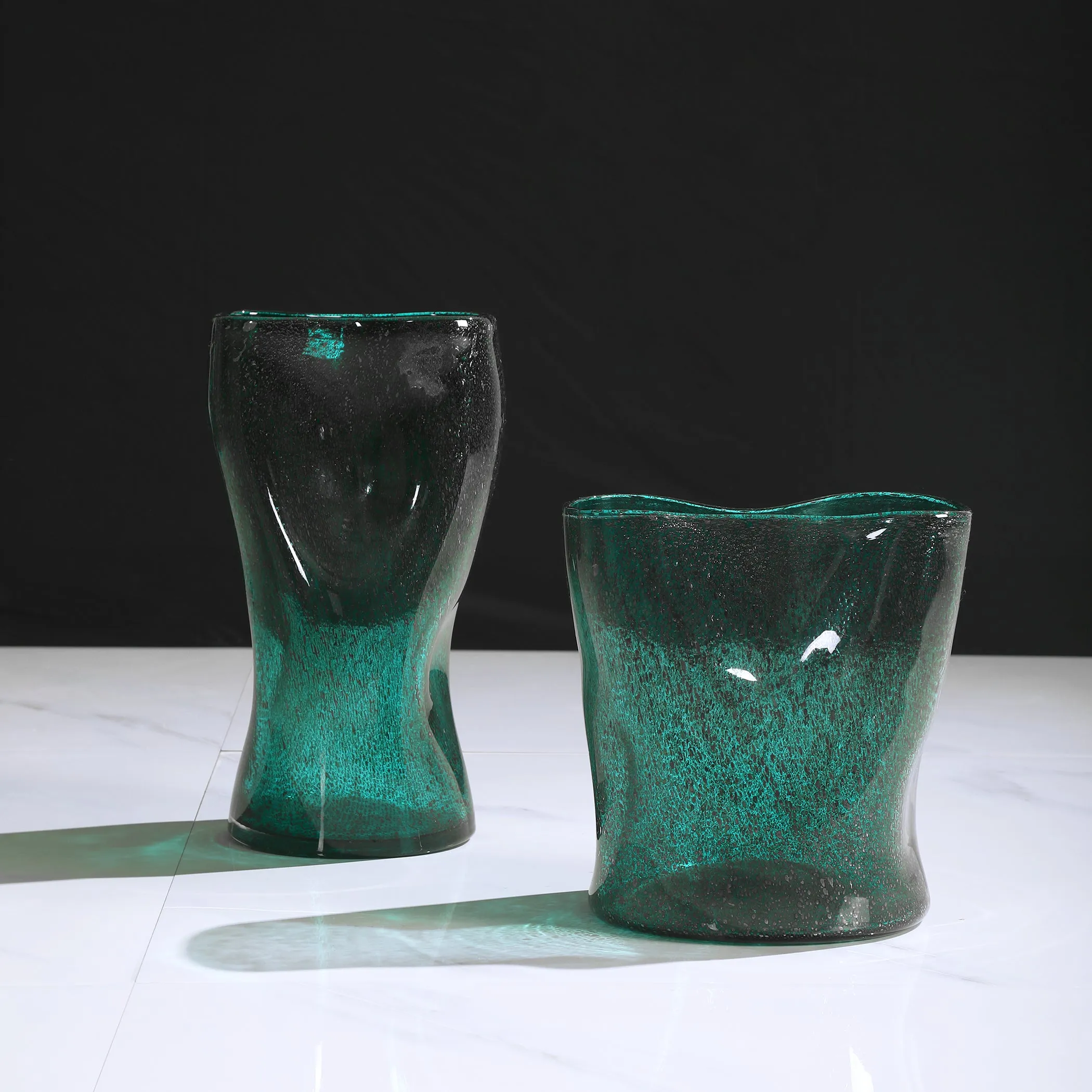 Lulu Aqua Glass Vases, S/2