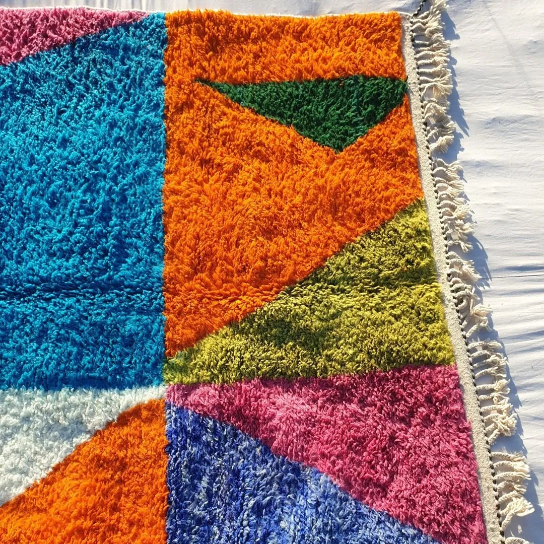 Macita | Moroccan Rug 7x10 Beni Ourain Colorful Ultra Soft | Handmade Berber Wool Carpet | 7'38x10'43 Ft | 225x318 cm