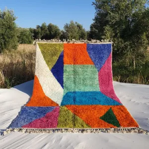 Macita | Moroccan Rug 7x10 Beni Ourain Colorful Ultra Soft | Handmade Berber Wool Carpet | 7'38x10'43 Ft | 225x318 cm