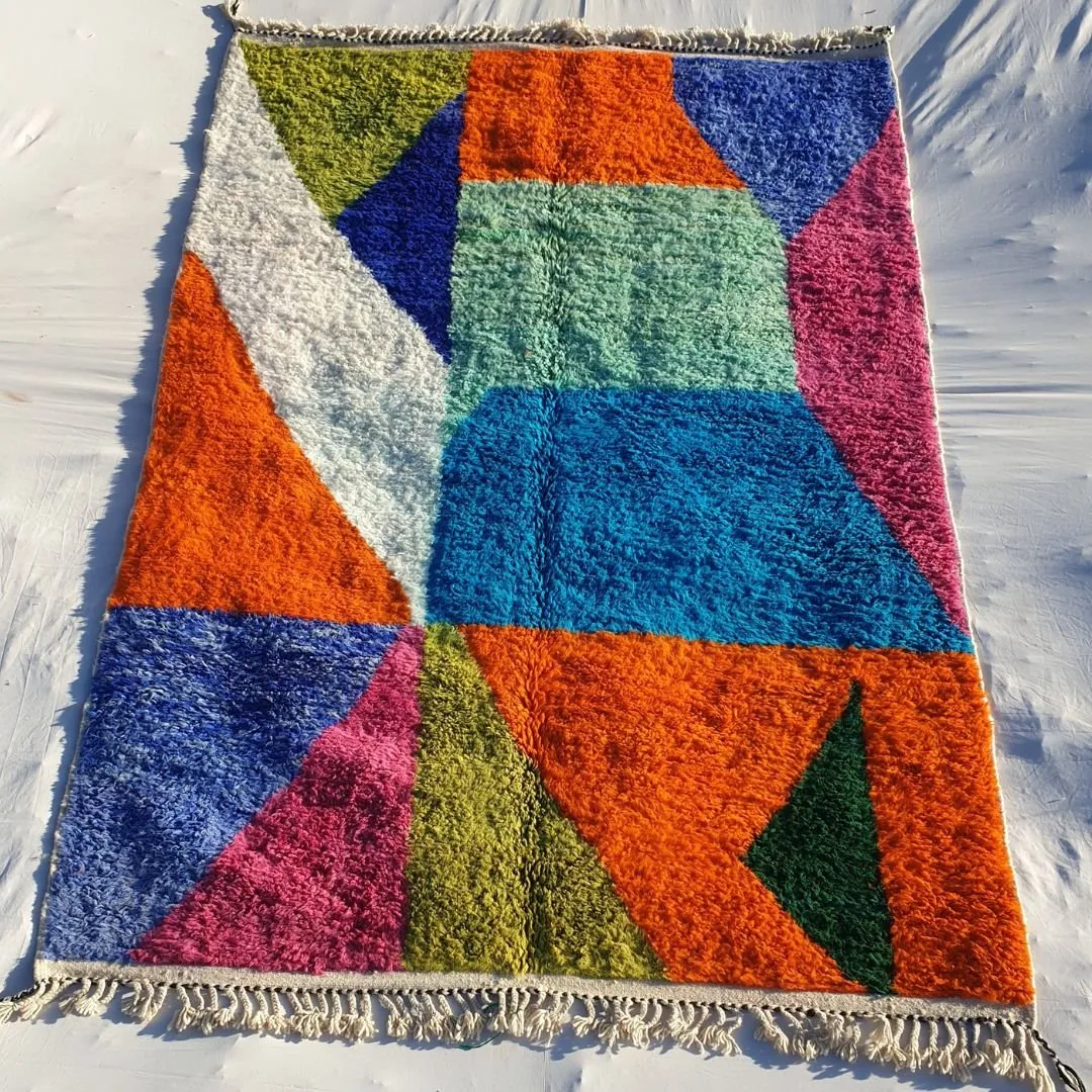 Macita | Moroccan Rug 7x10 Beni Ourain Colorful Ultra Soft | Handmade Berber Wool Carpet | 7'38x10'43 Ft | 225x318 cm