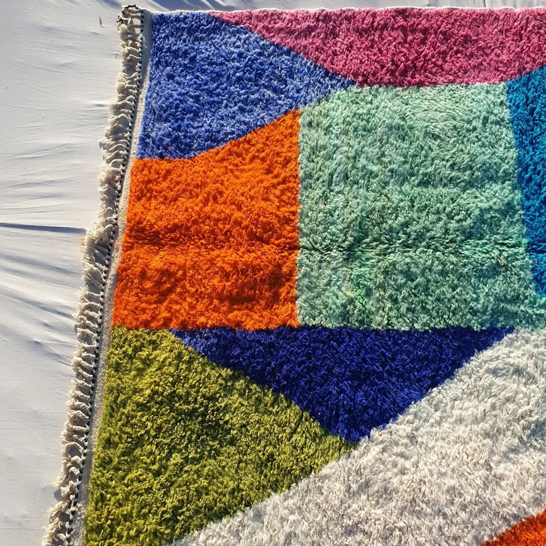 Macita | Moroccan Rug 7x10 Beni Ourain Colorful Ultra Soft | Handmade Berber Wool Carpet | 7'38x10'43 Ft | 225x318 cm