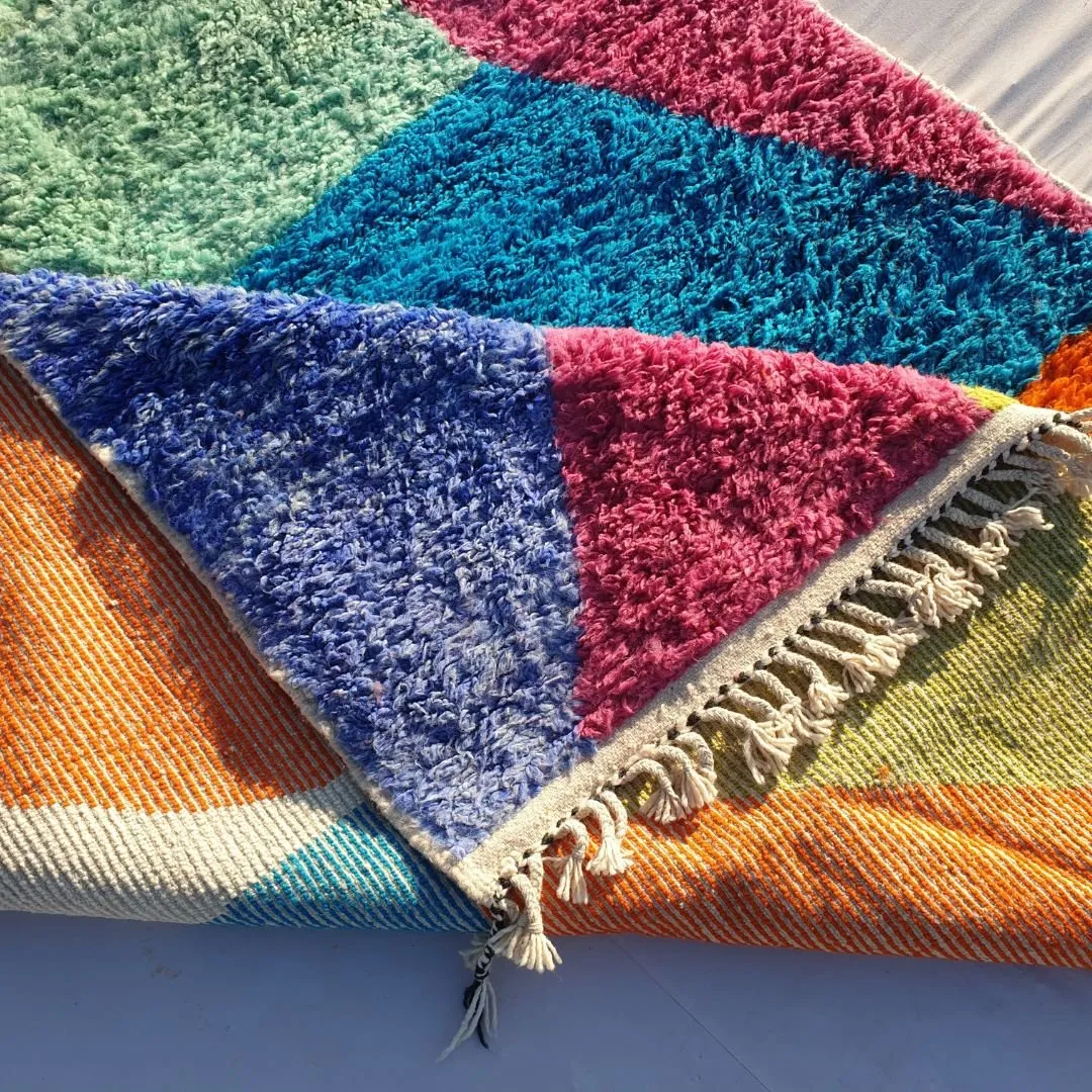 Macita | Moroccan Rug 7x10 Beni Ourain Colorful Ultra Soft | Handmade Berber Wool Carpet | 7'38x10'43 Ft | 225x318 cm