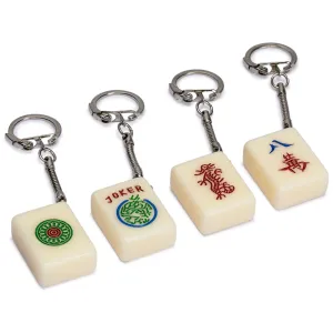 Mahjong-Inspired Keychain Set: Stylish Collection of 4 Exquisite Tile Keychains