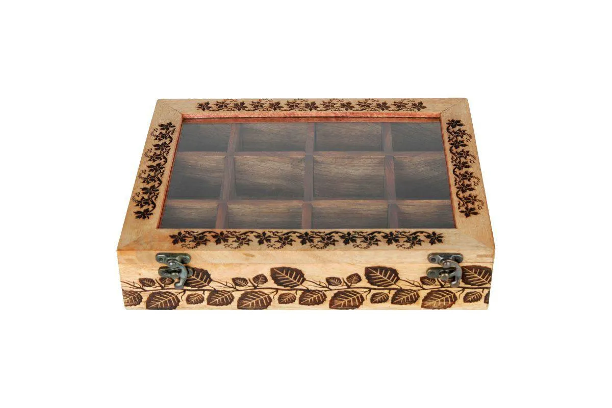Mango Wood Table Top Masala Dabba Containers Jars (Light Black)