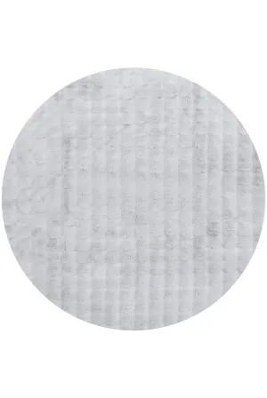 Marill 100cm x 100cm Round Bubbly Washable Rug - Silver