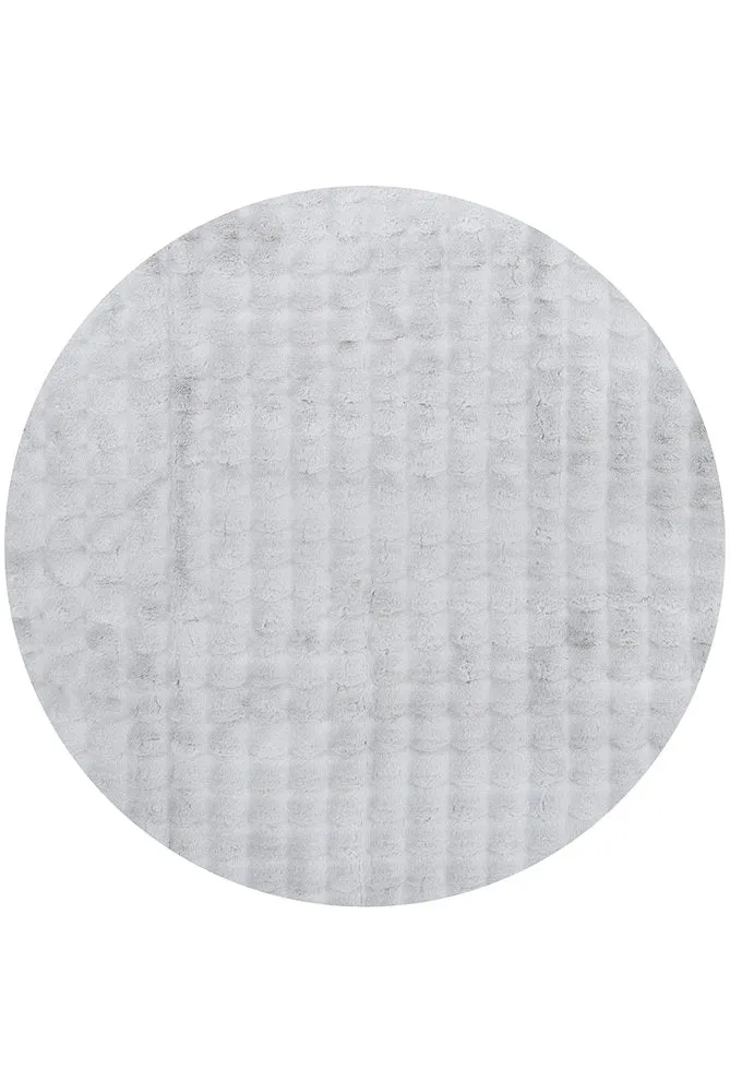 Marill 100cm x 100cm Round Bubbly Washable Rug - Silver