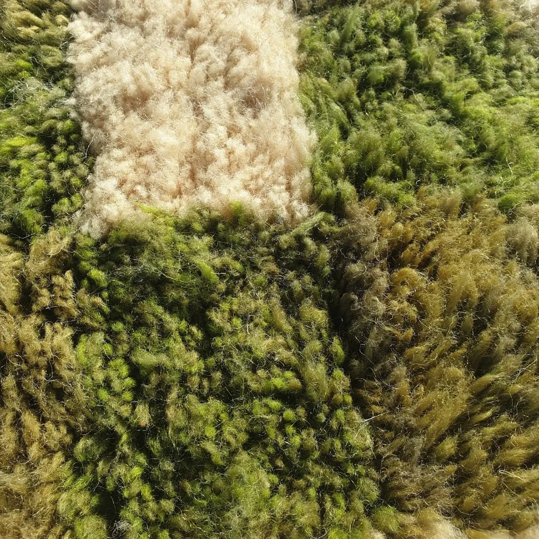 Mataha | Sage Green Checkered Moroccan Rug 6x9 Beni Ourain Ultra Soft | Authentic Berber wool Beni Rug | 6'40x9'09 Ft | 195x277 cm