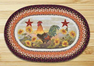 Morning Rooster Oval Patch Rug