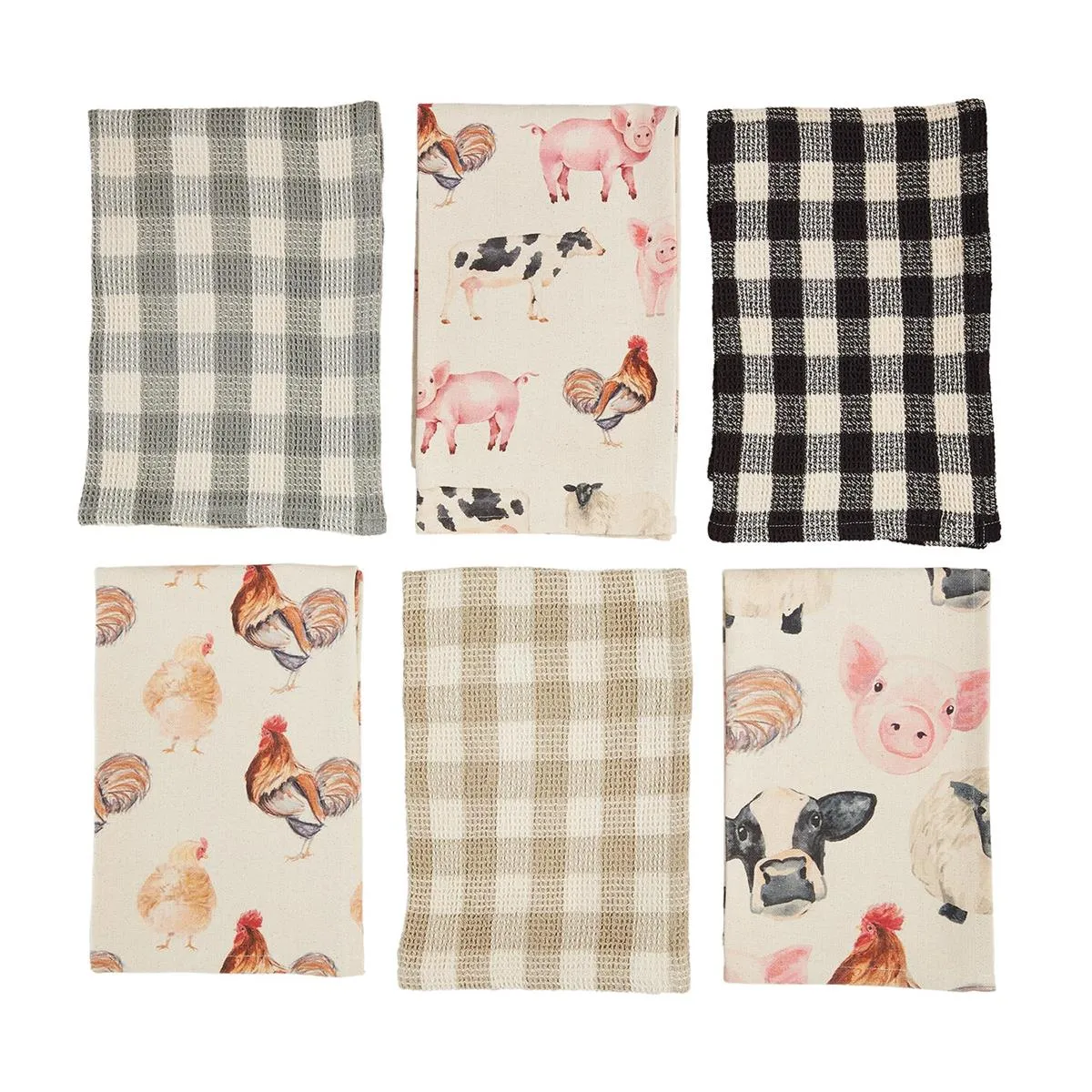 Mud Pie Farm Animal & Checkered Towels