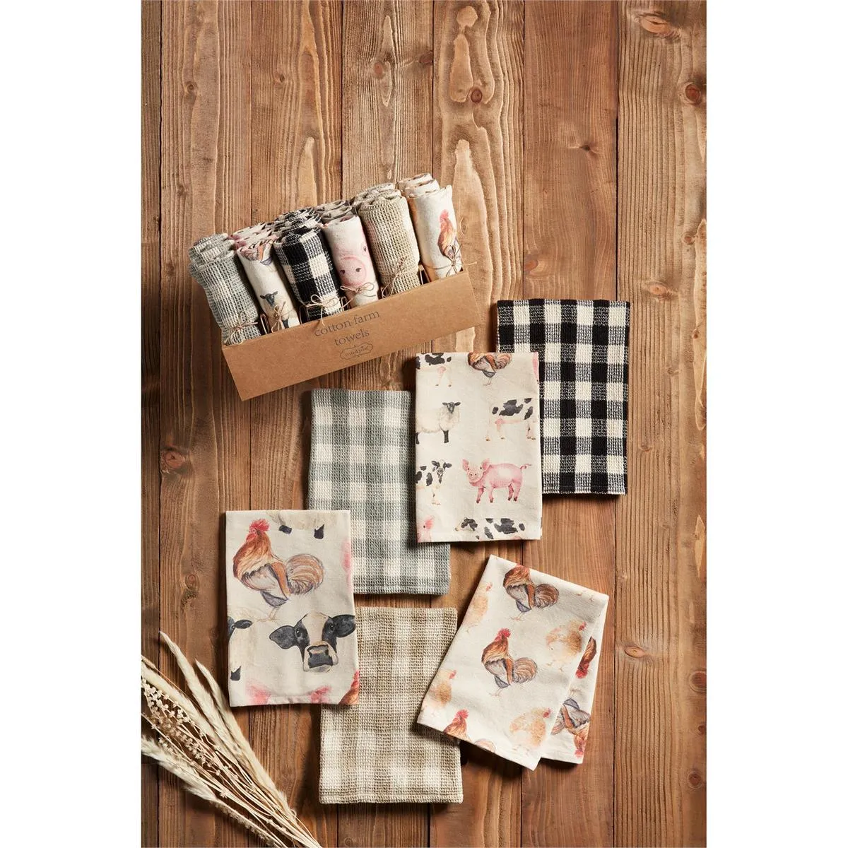 Mud Pie Farm Animal & Checkered Towels