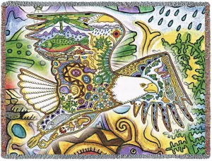 Northwest Bald Eagle Woven Throw Blanket by Sue Coccia© - Native American