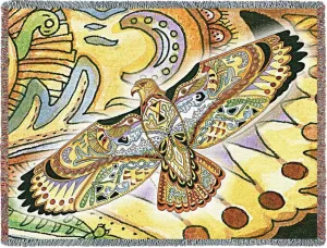 Northwest Hawk Totem Woven Throw Blanket by Sue Coccia© - Native American