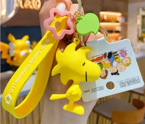 Novelty Gift 3D Keychain Keyring Peanuts Woodstock Snoopy Wristlet Lobster Clasp
