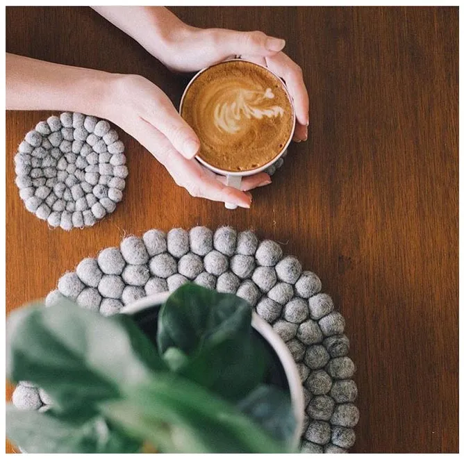 NZ Wool Coasters – Grey Marle
