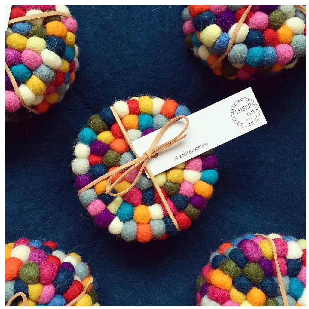 NZ Wool Coasters – Rainbow