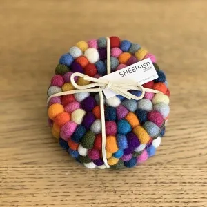NZ Wool Coasters – Rainbow