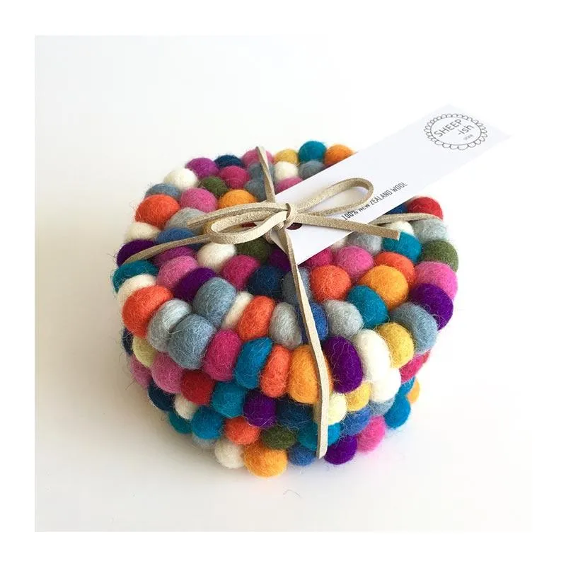 NZ Wool Coasters – Rainbow