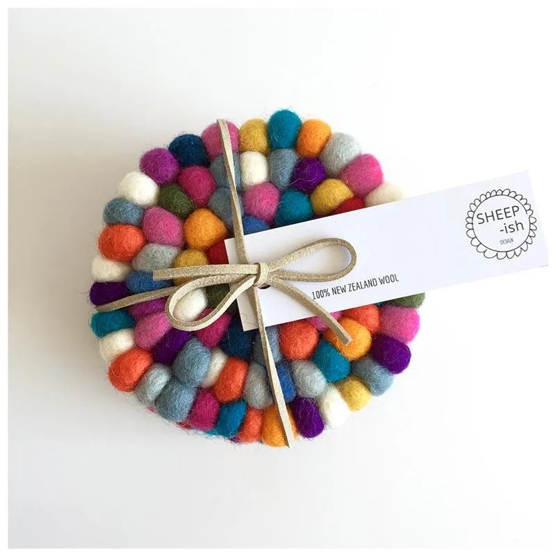 NZ Wool Coasters – Rainbow